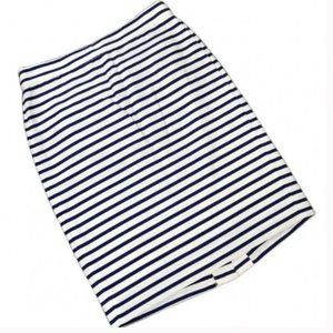 J. Crew The Pencil Skirt White Blue Stripe Sz 00